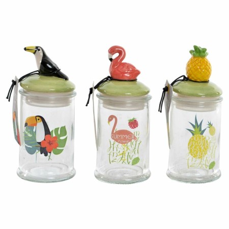 Boîte DKD Home Decor Céramique Verre Tropical (3 pcs) (6 x 6 x 14 cm)