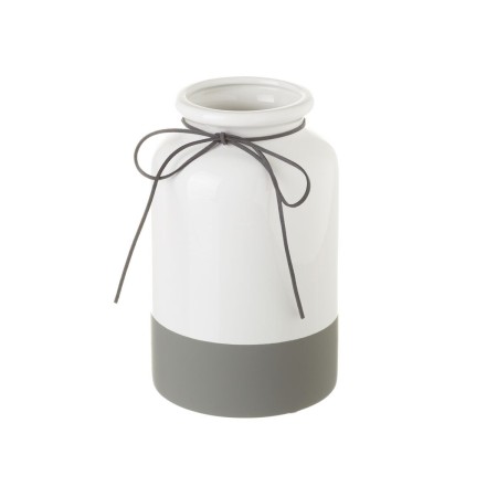 Vase Blanc Gris Céramique 13,8 x 13,8 x 22 cm