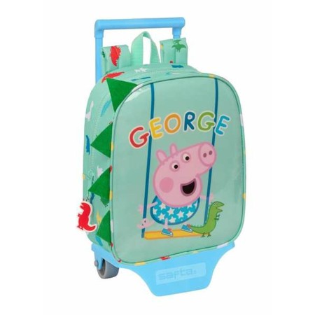 Mochila Escolar con Ruedas Peppa Pig George Verde 22 x 27 x 10 cm