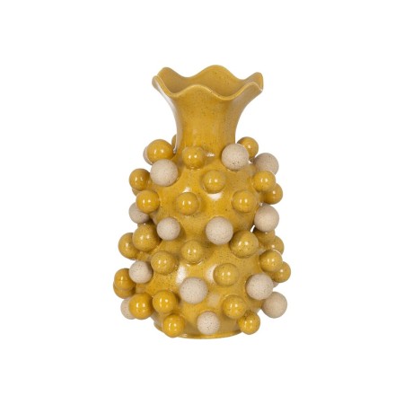 Vase Jaune Blanc Céramique 28,3 x 28,3 x 39,7 cm
