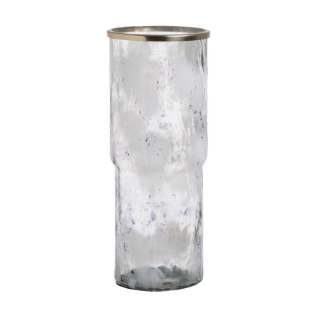 Vase Blanc Champagne Aluminium Verre 19,5 x 19,5 x 51 cm