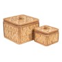 Juego de Cajas Decorativas Romimex Marrón Mimbre Madera MDF 17 x 14 x 17 cm 2 Piezas