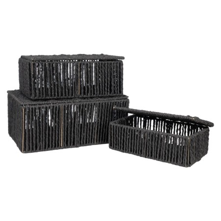 Set de boîtes décoratives Romimex Blanc Corde 35 x 16 x 24 cm 3 Pièces