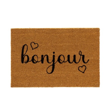 Paillasson BONJOUR Marron Noir PVC Fibres de coco 60 x 40 x 1,5 cm