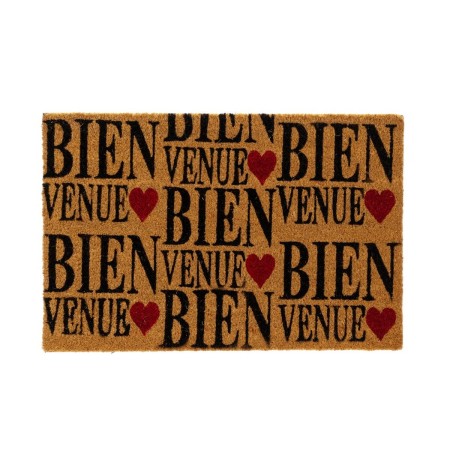 Paillasson COEURS Marron Noir Rouge PVC Fibres de coco 60 x 40 x 1,5 cm