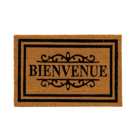 Felpudo BIENVENUE Marrón Negro PVC Fibra de coco 60 x 40 x 1,5 cm
