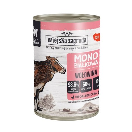 Aliments pour chat WIEJSKA ZAGRODA Carne monoproteica Viande de bœuf 400 g