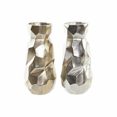 Vase DKD Home Decor Doré Abstrait Champagne Argenté Aluminium Moderne (14 x 14 x 31 cm) (2 Unités)