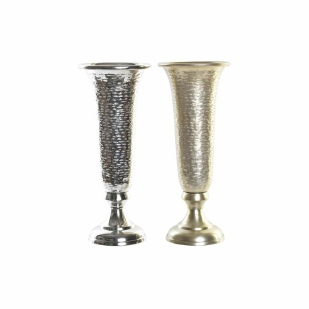 Vase DKD Home Decor Doré Champagne Argenté Aluminium Moderne (13 x 13 x 33 cm) (2 Unités)