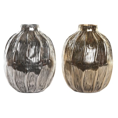 Vase DKD Home Decor Argenté Doré Aluminium Moderne (2 Unités) (20 x 20 x 26 cm)