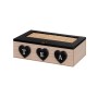 Caja para Infusiones HEARTS Negro Natural Poliresina Madera MDF 24 x 17 x 7 cm