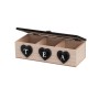 Caja para Infusiones HEARTS Negro Natural Poliresina Madera MDF 24 x 11 x 7 cm