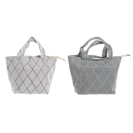 Sac glacière goûter DKD Home Decor Gris Blanc (35 x 14 x 20 cm) (2 Unités)