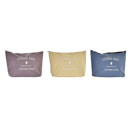 Trousse de toilette DKD Home Decor Bleu Jaune Bordeaux Moderne (32 x 7 x 22 cm) (3 Unités)