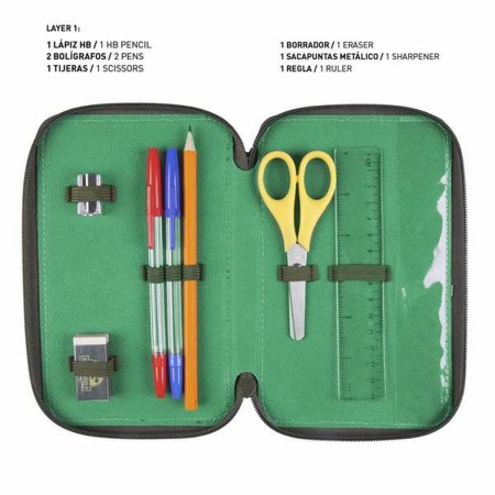 Trousse Scolaire avec Accessoires Jurassic Park Multicouleur Vert foncé