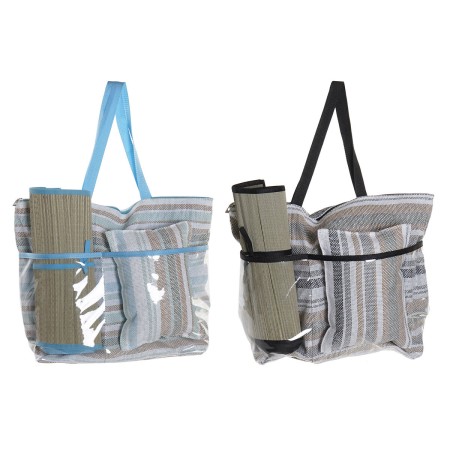 Sac de plage DKD Home Decor Toile Gris Bleu Marron Polyester Vert PVC (44 x 23 x 62 cm) (2 Unités)