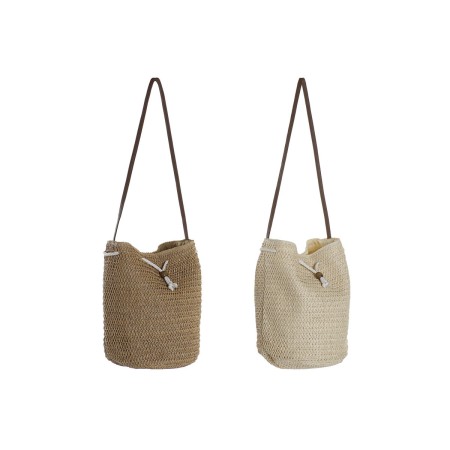 Sac à Bandoulière DKD Home Decor Naturel Beige Polyester Fibre (44 x 28 x 38 cm) (2 Unités)