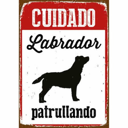 Placa Magnet & Steel Cuidado Labrador Patrullando 14,8 x 21 cm