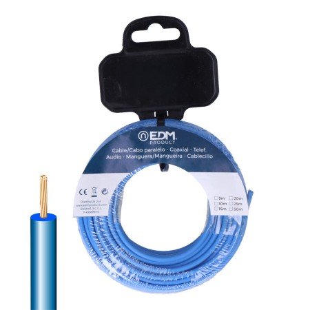 Cable Eléctrico Unifilar EDM 28578 Azul 15 m h07z1-k