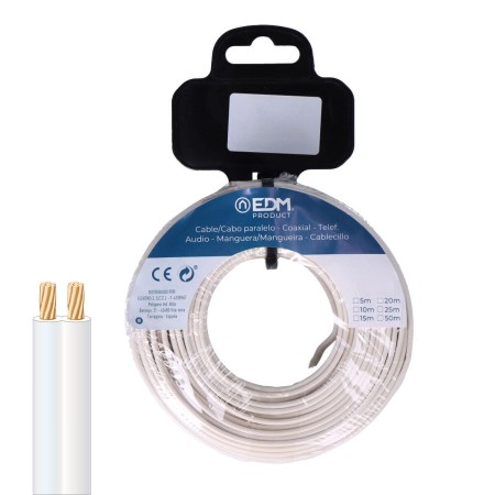 Cable paralelo EDM 28755 Blanco 5 m Carrete Audio