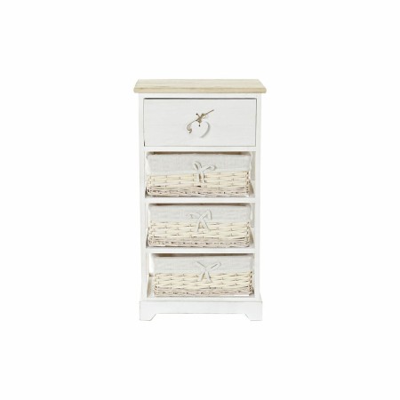 Caisson à Tiroirs DKD Home Decor Blanc Marron Clair osier Bois de paulownia (40 x 29 x 73 cm)