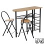 Conjunto de Mesa con 2 Sillas Negro Natural 100 x 74 x 88 cm