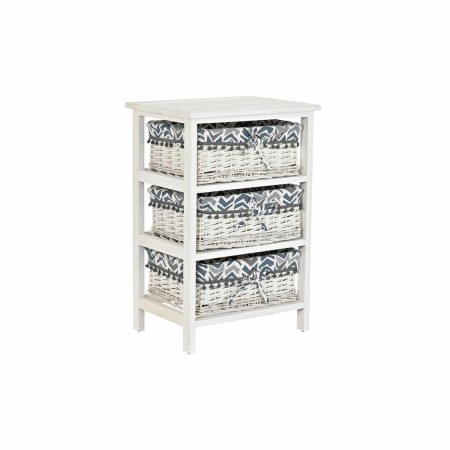 Caisson à Tiroirs DKD Home Decor Bleu Blanc osier Bois de paulownia (40 x 29 x 59 cm)
