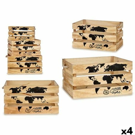 Juego de Cajas Decorativas GiftDecor YY182102C8 Negro Natural Madera 35 x 25 x 18 cm 30 x 20 x 16 cm 40 x 20 x 30 cm (4 Unidades