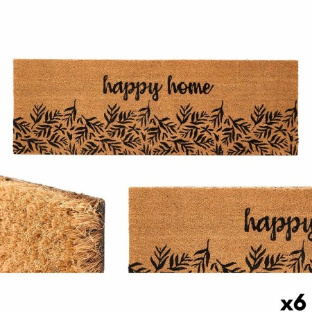 Felpudo GiftDecor Happy home Natural PVC Fibra de coco 120 x 1 x 40 cm (6 Unidades)