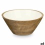 Bol GiftDecor MALI-701 W Blanc Émail Bois de manguier 25 x 10,3 x 25 cm (6 Unités)