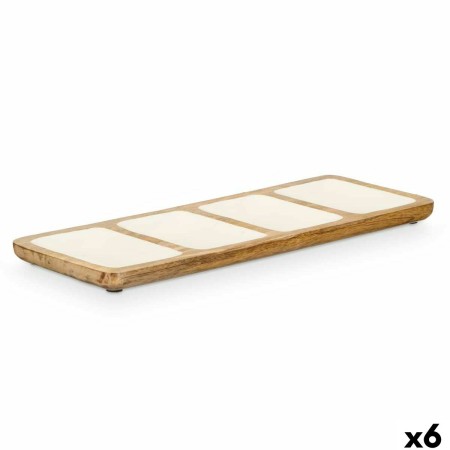 Bandeja con Compartimentos GiftDecor MALI941 W Blanco 46 x 3 x 17 cm (6 Unidades)