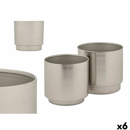 Set de pots GiftDecor 40055-S Argenté Fer 18 x 16,5 x 18 cm 16 x 15,5 x 16 cm (6 Unités)