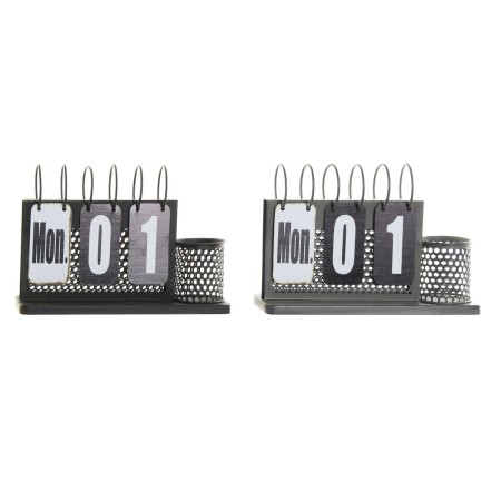 Calendrier de bureau DKD Home Decor Noir Métal Gris clair (26 x 8 x 18 cm)