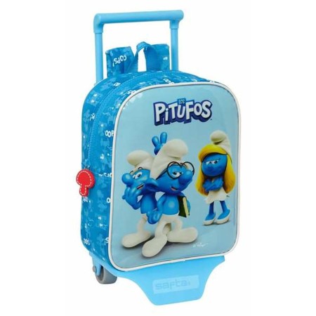 Mochila Escolar con Ruedas The Smurfs Azul 22 x 27 x 10 cm