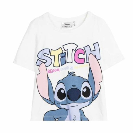 Camiseta de Manga Corta Infantil Stitch Blanco