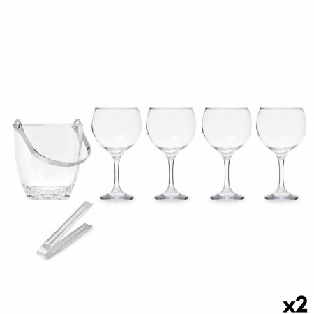 Sceau à Glace Vivalto 11444 Transparent Métal Verre 14,5 x 12 x 12,5 cm 4x (10,5 x 20 cm) Verres (2 Unités)