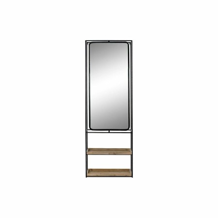 Miroir mural DKD Home Decor Miroir Naturel Noir Métal Bois (60 x 17 x 183 cm)