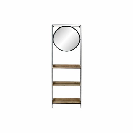 Miroir mural DKD Home Decor Miroir Naturel Noir Métal Bois (61 x 17,5 x 181 cm)