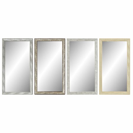 Miroir mural DKD Home Decor Verre Naturel Gris Marron Blanc PS 4 Unités Feuille d'une plante (36 x 2 x 66 cm)