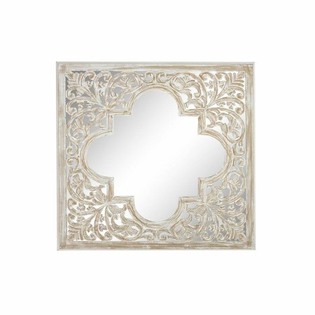 Miroir mural DKD Home Decor Marron Blanc Arabe Bois MDF Décapé (90 x 3 x 90 cm)