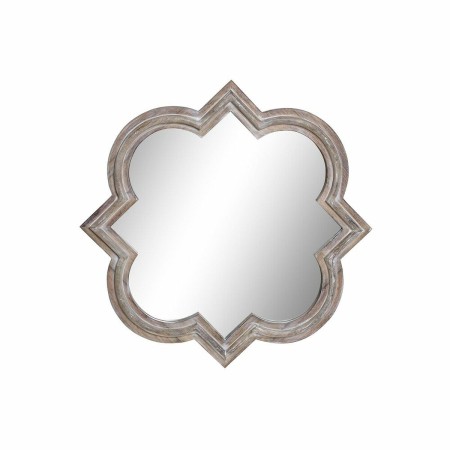 Miroir mural DKD Home Decor Marron Blanc Bois de manguier Arabe Décapé (60 x 2,5 x 60 cm)