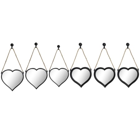 Ensemble de miroirs DKD Home Decor Miroir Coeur Noir PP 2 Unités (27 x 3 x 27 cm)