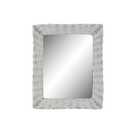 Miroir mural DKD Home Decor Verre MDF Blanc osier Cottage (53 x 63 x 4 cm) (53,5 x 4 x 62,5 cm)