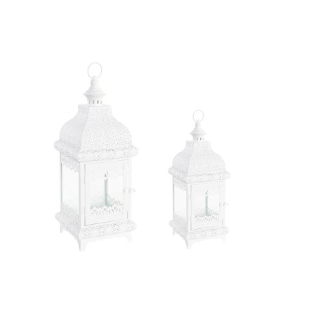 Lanternes DKD Home Decor Verre Métal Blanc (19 x 19 x 58 cm)