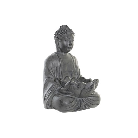 Figure décorative de jardin DKD Home Decor Gris Fleur de Lotus Buda Résine (35 x 32 x 49 cm)