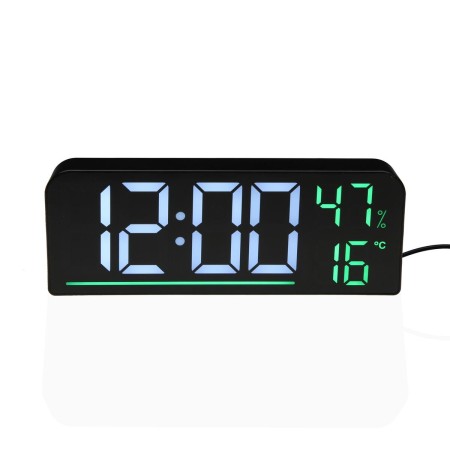 Pendule Réveil Versa Blanc Noir Vert