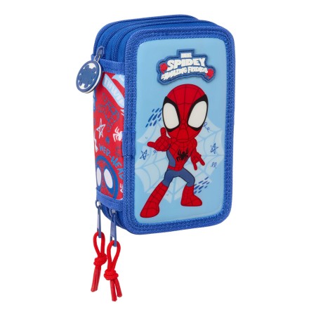 Estuche Escolar con Accesorios Spider-Man Rescue Azul Rojo 12,5 x 19,5 x 5,5 cm 37 Piezas