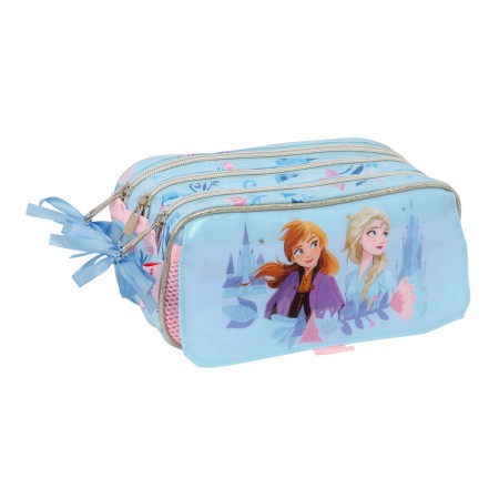 Trousse Fourre-Tout Triple Frozen Ice magic Bleu clair 21,5 x 10 x 8 cm