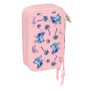 Estuche Escolar con Accesorios Lilo & Stitch Beach Rosa 12,5 x 19,5 x 5,5 cm 37 Piezas