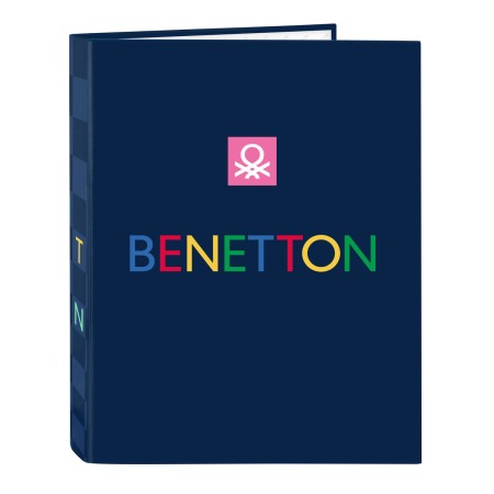 Carpeta de anillas Benetton Damero Azul marino A4 26.5 x 33 x 4 cm